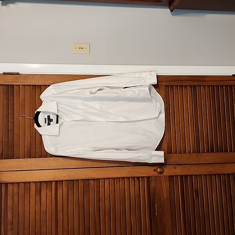 In good condition mens white dress shirt